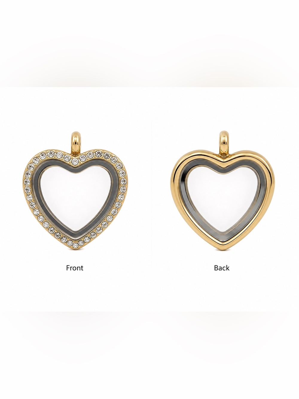 Gold Heart Locket Pendant with Crystal Accent